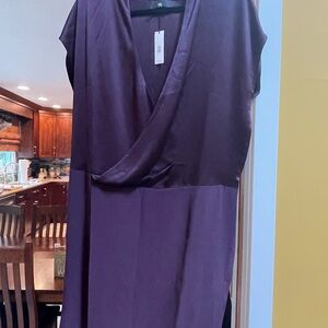 Banana Republic Purple Midi Dress with Cowl Neck and Dolman Sleeves